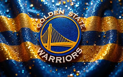 logo des diamants des golden state warriors, 4k, fond de diamants jaunes et bleus, nba, logo des golden state warriors, art des diamants, emblème des golden state warriors, usa, guerriers de l'état d'or, basket ball
