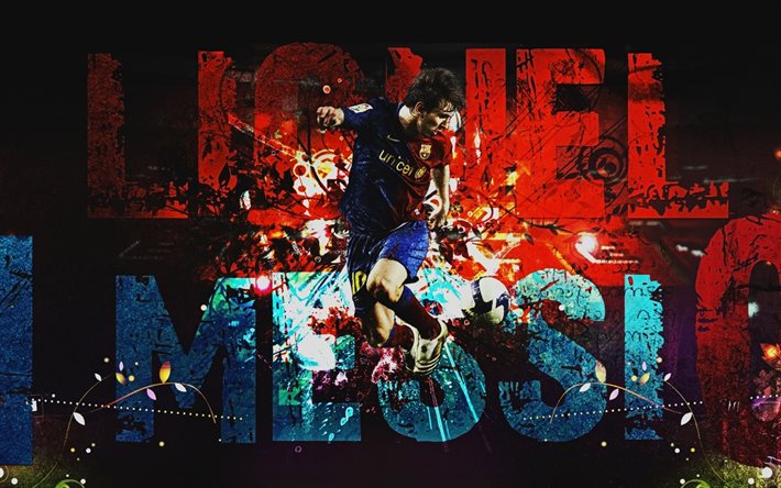 Lionel Messi, il calciatore Leo Messi, fan art, stelle del calcio, FC Barcelona