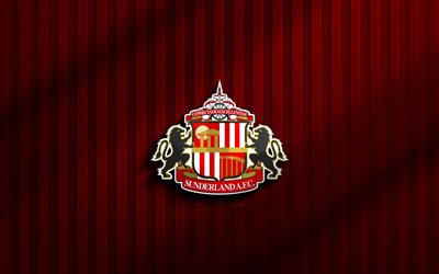 4k, Sunderland AFC 3D logo, Premier League, red 3D background, soccer, Sunderland AFC emblem, Sunderland AFC logo, Sunderland AFC, football, english football club, Sunderland FC