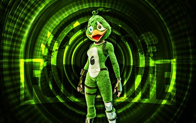 grüner quackling fortnite, 4k, grüner spiralhintergrund, fortnite, kreativ, grüne quacksalberhaut, fortnite green quackling haut, grüne quackling, fortnite  charaktere