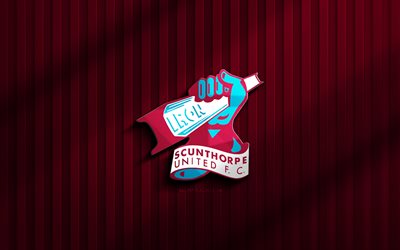 4k, scunthorpe united 3d logo, liga nacional, antecedentes en 3d maroon, fútbol, scunthorpe united emblem, logotipo de scunthorpe united, scunthorpe united, fútbol americano, club de fútbol inglés, scunthorpe united fc