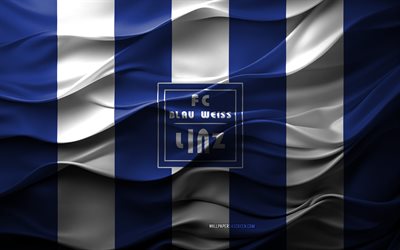 4k, fc blau weiss linz logo, fondo 3d blanco blanco, bundesliga austriaca, fc blau weiss linz emblema, equipo de fútbol austriaco, fc blau weiss linz flag, textura 3d, austria, fc blau weiss linz, fútbol americano, fútbol, blau weiss linz