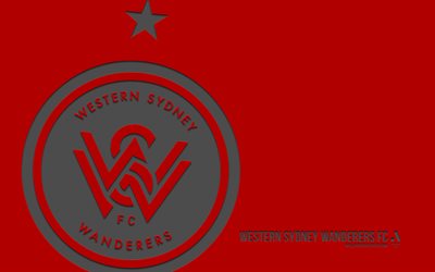 logo western sydney wanderers fc, 4k, sfondo rosso, art di carbonio, uomini a lega, emblema western sydney wanderers fc, club di calcio australiano, a league, australia, western sydney wanderers fc, calcio, western sydney wanderers