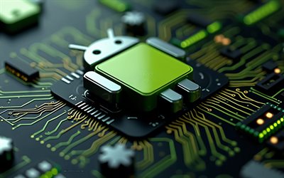 logo android 3d lime, 4k, scheda madre di lime scuro, logo android, emblema android, background tecnologico di calce scuro, android, logo android 3d, robot android