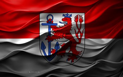 4k, Flag of Dusseldorf, cities of Germany, 3d Dusseldorf flag, Germany, Dusseldorf flag, 3d texture, Day of Dusseldorf, German national symbols, 3d art, Dusseldorf