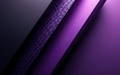 Purple lines background, 4K, purple 3D lines background, purple creative background, leather texture, stylish 3D background