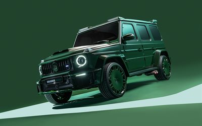 brabus 800 ortalama yeşil, 4k, stüdyo, 2026 araba, ince ayar, yeşil gelendvagen, mercedes amg g 63, br 463, 2026 mercedes benz g sınıfı, alman arabaları, mercedes, gelendvagen, brabus