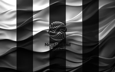 4k, न्यूज़ीलैंड की राष्ट्रीय फ़ुटबॉल टीम का लोगो, काला सफेद 3डी पृष्ठभूमि, न्यूजीलैंड की राष्ट्रीय फुटबॉल टीम का प्रतीक, न्यूजीलैंड की राष्ट्रीय फुटबॉल टीम, फ़ुटबॉल, न्यूज़ीलैंड