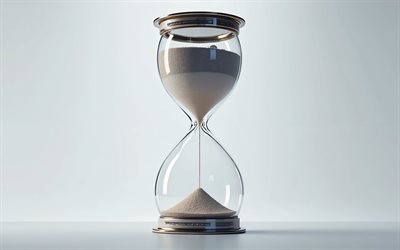 Hourglass, 4K, time concepts, antique hourglass, vintage items, time, sand in an hourglass, appreciate time