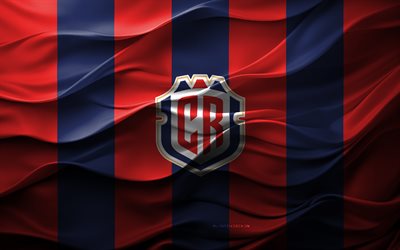 4k, logo de l'équipe nationale de football du costa rica, fond 3d bleu rouge, europe, emblème de l'équipe nationale de football du costa rica, drapeau de l'équipe nationale de football du costa rica, textures 3d, équipe nationale de football du costa rica, football, costa rica