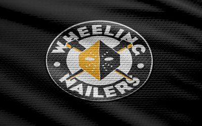 Wheeling Nailers fabric logo, 4k, black fabric background, ECHL, bokeh, hockey, Wheeling Nailers logo, football, Wheeling Nailers emblem, american hockey team, Wheeling Nailers