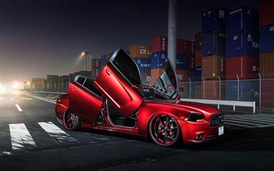 Dodge Charger, port, 2017 cars, Kandy Boyz, tuning, supercars, red Charger, Dodge