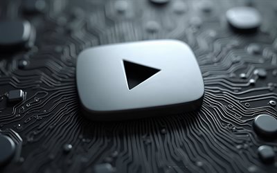 youtube 3d grey logo, 4k, youtube  logo, grauer motherboardhintergrund, youtube emblem, hintergrund für graue technologie, youtube, 3d youtube  logo, youtube 3d  zeichen