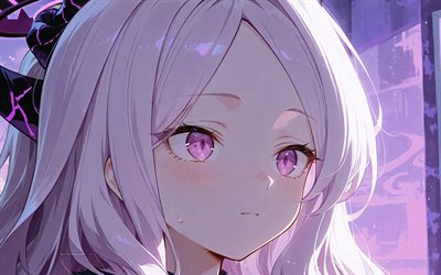 4k, Sorasaki Hina, violet abstract background, manga, Blue Archive, darkness, Blue Archive characters, Hina Sorasaki, artwork, Sorasaki Hina Blue Archive