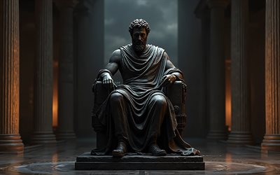 marcus aurelius, 4k, emperador romano, estatua de marcus aurelius, imperio romano, trono de marcus aurelius, emperador