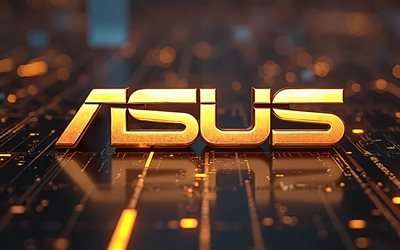 4k, ROG golden logo, creative, golden hi-tech background, Republic of Gamers, microcircuits, conductors, brands, ROG metal logo, bokeh, Republic of Gamers logo, Asus RoG, ROG logo, ROG