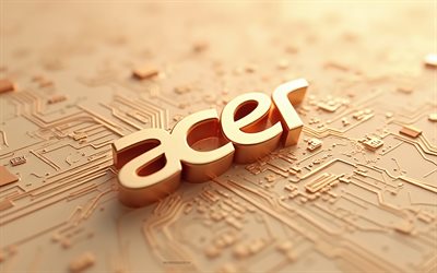 logotipo bege 3d da acer, 4k, símbolo acer, emblema 3d da acer, fundo bege, emblema acer, logotipo da acer, sinal de acer, arte 3d, acer