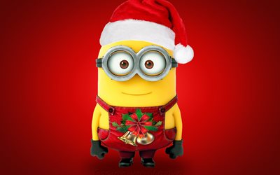 Minions, funny characters, Minion Santa Claus, Despicable Me