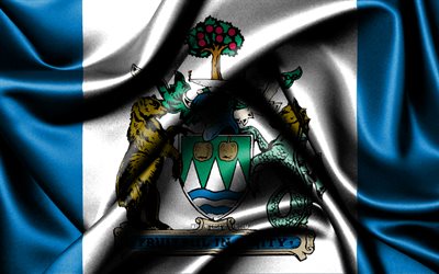 kelowna flagge, 4k, kanadische städte, stofffahnen, tag von kelowna, flagge von kelowna, gewellte seidenfahnen, kanada, städte kanadas, kelowna