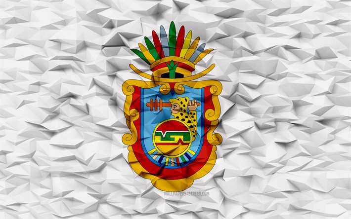 ゲレロの旗, 4k, ゲレロ州, 3 d ポリゴンの背景, 3 d ポリゴン テクスチャ, ゲレロの日, 3 d ゲレロ フラグ, メキシコの国のシンボル, 3d アート, ゲレロ, メキシコ