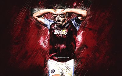 john mcginn, aston villa fc, futbolista escocés, fondo de piedra burdeos, arte grune, liga premier, inglaterra, fútbol americano