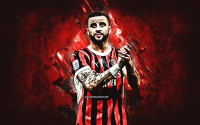 Kyle Walker, AC Milan, English football player, red stone background, grunge art, Kyle Andrew Walker, Serie A, Italy, football