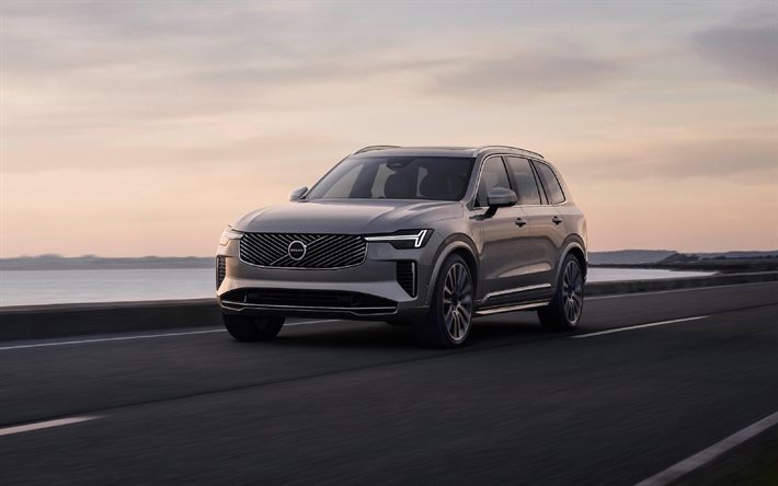 2025, Volvo XC90, 4k, front view, exterior, new silver XC90, Swedish cars, Volvo