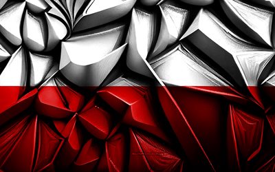 polens flagg, 4k, 3d  kreativ struktur, polen 3d  flagga, europa, polen, 3d  konst, europeiska länder