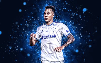 kaio jorge, 4k, luces neones azules, cruzeiro fc, serie brasileña a, futbolistas brasileños, kaio jorge 4k, fútbol americano, fútbol, cruzeiro ec, kaio jorge cruzeiro
