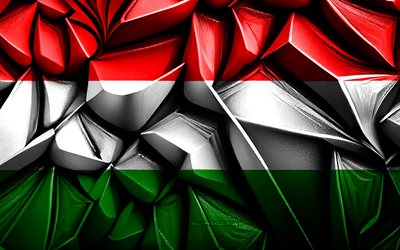 ungers flagg, 4k, 3d  kreativ struktur, ungern 3d flagga, europa, hungerflagg, 3d  konst, ungern, europeiska länder