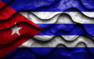 4k, Cuban flag, North American countries, wooden 3D waves flags, Day of Cuba, flag of Cuba, Cuba wooden flag, North America, Cuban national symbols, Cuba flag, Cuba