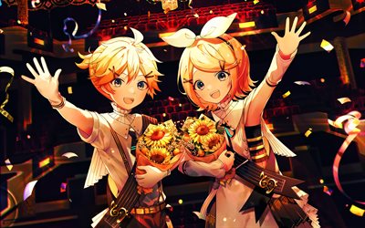 Rin Kagamine, Len Kagamine, Vocaloid, protagonists, manga, digital art, Vocaloid characters, Kagamine Rin, Kagamine Len, japanese virtual singers, Rin Kagamine Vocaloid, Len Kagamine Vocaloid