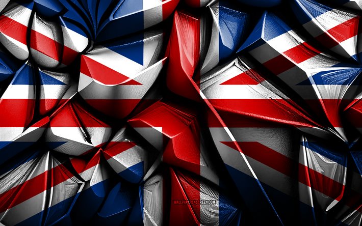 Flag of United Kingdom, 4k, 3d creative texture, United Kingdom 3d flag, Europe, United Kingdom flag, UK flag, 3d art, United Kingdom, flag of European countries, Great Britain flag, UK