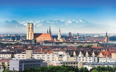 panorama, casa, edificio, Munich, Alemania