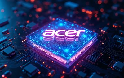 logotipo brilhante neon da acer, 4k, placa mãe preta, logotipo da acer, emblema brilhante neon da acer, sinal de acer, fundo de tecnologia de ouro, logotipo 3d brilhante da acer, acer
