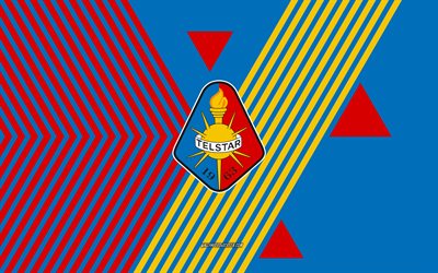 logotipo del sc telstar, 4k, equipo de fútbol holandés, fondo de líneas azules rojas, sc telstar, eredivisie, países bajos, arte lineal, emblema sc telstar, fútbol americano