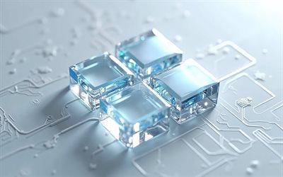 kristalllogo von windows 11, 4k, windows 11 glaslogo, grauer hintergrund, windows 11 3d logo, windows 11 emblem, windows 11 logo, windows 11, windows logo, windows