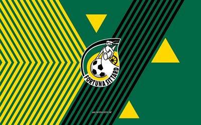 logotipo de fortuna sittard, 4k, equipo de fútbol holandés, fondo de líneas amarillas verdes, fortuna sittard, eredivisie, países bajos, arte lineal, emblema de fortuna sittard, fútbol americano