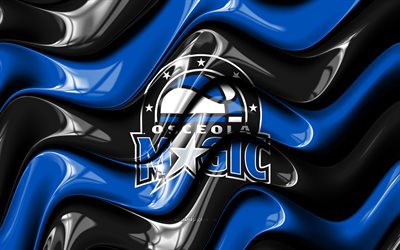 Osceola Magic 3D logo, 4k, black blue 3D waves, NBA G League, basketball, Osceola Magic flag, Osceola Magic logo, Osceola Magic emblem, american basketball team, Osceola Magic