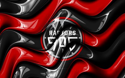 logo 3d des raptors 905, 4k, vagues 3d rouges noires, ligue nba g, basket ball, drapeau rapaces 905, logo rapaces 905, emblème des raptors 905, équipe américaine de basket ball, rapaces 905
