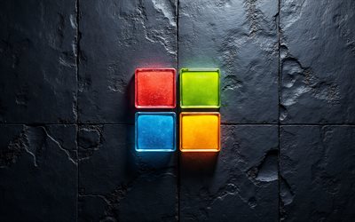 microsoft logo, 4k, schwarzer wandhintergrund, microsoft metalllogo, microsoft 3d logo, microsoft zeichen, windows 11 logo, windows 11 zeichen, windows 11, windows logo, windows