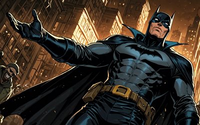 말 당번, 4k, 건물, 야경, dc 코믹스, 슈퍼 히어로, 삽화, 배트맨 아트, 팬 아트, 배트맨 4k