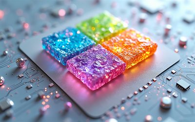 logotipo brillante de windows 11, 4k, emblema de windows 11, ventanas 11, logotipo de brillo de microsoft, logotipo de windows 11, fondo de tecnología gris, logotipo de microsoft, signo de microsoft, emblema de microsoft, logotipo de windows, ventanas