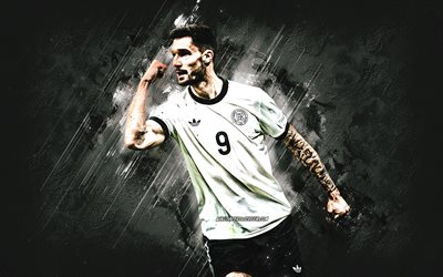 tim kleindienst, squadra di calcio nazionale tedesca, calciatore tedesco, sfondo di pietra bianca, grunge art, germania, calcio, tim kleindienst germania