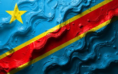 demokratiska republiken kongo, 4k, stenvågstruktur, demokratiska republikens flagg, 3d demokratiska republiken kongo  flagga, afrika, afrikanska länder