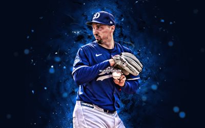 blake snell, 4k, mavi neon işıklar, los angeles dodgers, mlb, amerikan beyzbol oyuncuları, blake snell 4k, beyzbol, major league beyzbol, la dodgers, blake snell dodgers