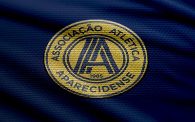 AA Aparecidense fabric logo, 4k, blue fabric background, Brazilian Serie C, bokeh, soccer, AA Aparecidense logo, football, AA Aparecidense emblem, AA Aparecidense, brazilian football club, Aparecidense FC