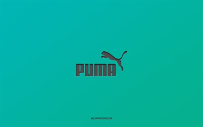 logotipo de puma, marcas, fondo turquesa, emblema de puma, arte de carbono, puma, fabricantes de ropa populares, logotipo de carbono, logotipo de puma carbon