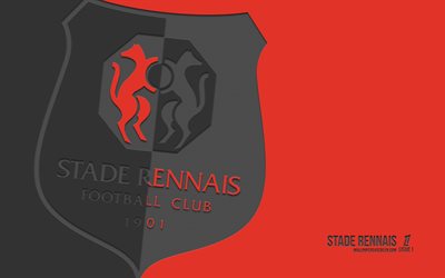 logo stade rennais fc, 4k, sfondo rosso, art di carbonio, usl, emblema di stade rennais fc, club di calcio francese, ligue 1, francia, stade rennais fc, calcio, stade rennais