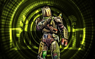 kitbash fortnite, 4k, grüner spiralhintergrund, fortnite, kreativ, kitbash haut, fortnite kitbash skin, kitbash, fortnite  charaktere